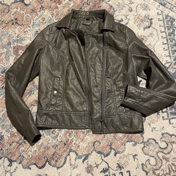 Jou Jou Women's Leather Jacket in Charcoal - Picture 1 of 5